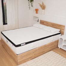 Charger l'image dans la galerie, Sommier zoné - coffre - chêne bois massif avec tête de lit
